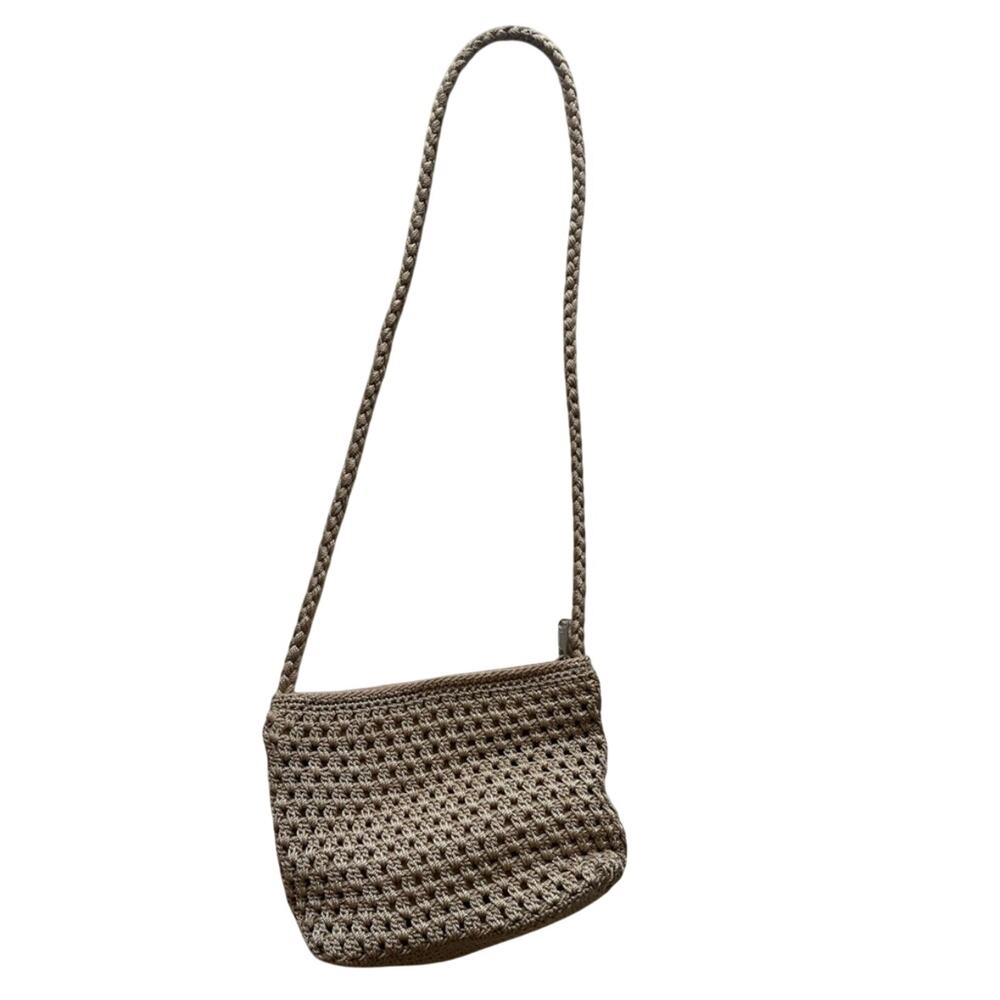 Lina Crochet Crossbody Bag Beige Taupe Boho Shoulder Purse Small Woven Pouch